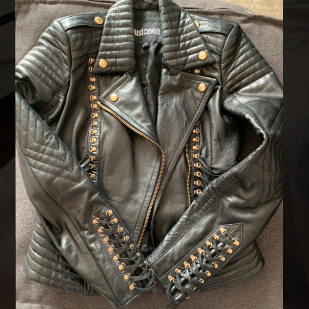 Just Cavalli lace up leather Moro jacket - Picture 7 of 8